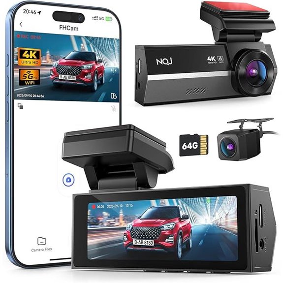 Dual 4K+2K Dash Cam with Wi-Fi Night Vision