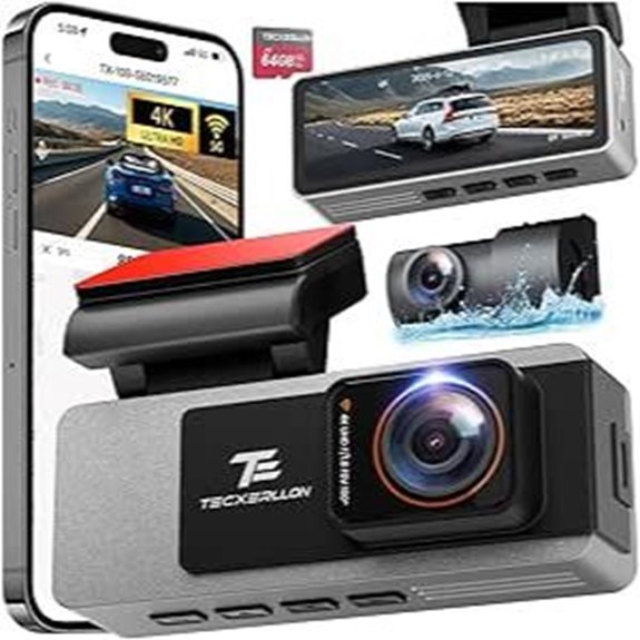 Dual 4K Dash Cam with GPS Night Vision & WiFi