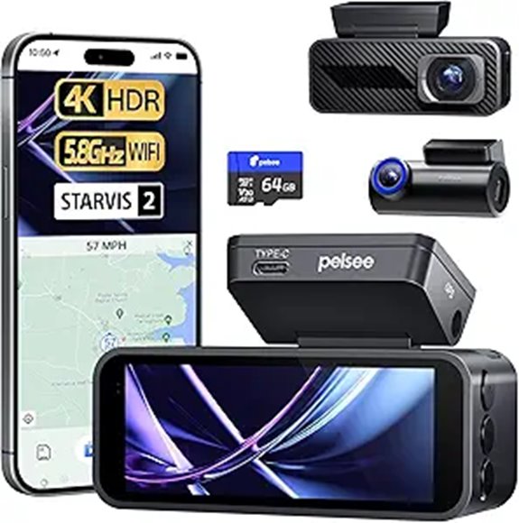 Pelsee P1 Pro 4K Dual Dash Cam with Night Vision