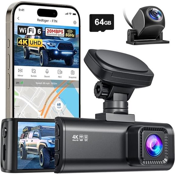 REDTIGER F7N 4K Dual Dash Cam with GPS