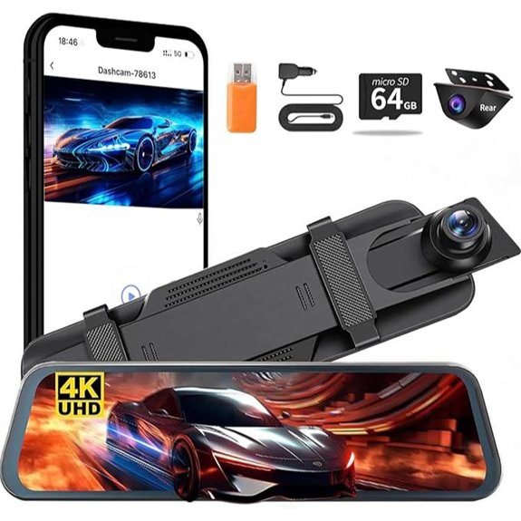 Mirror Dual Dash Camera with 4K Front Night Vision