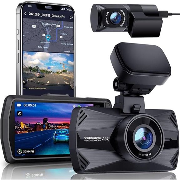 Dual 4K Dash Cam with Wi-Fi GPS Night Vision