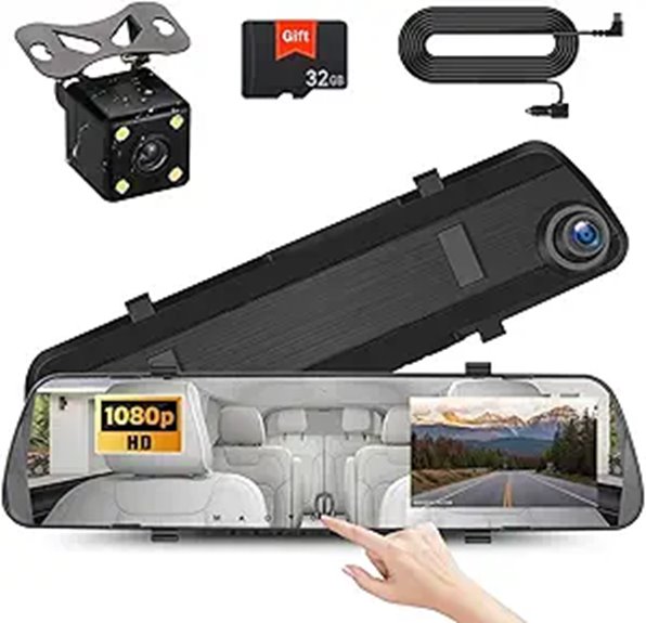 UNITOPSCI 4 Mirror Dash Cam with Dual Cameras