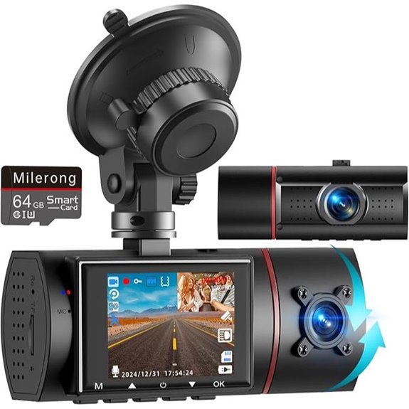 Milerong Dual Dash Cam with 64GB Night Vision