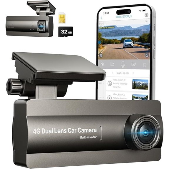 4G LTE Dual FHD Dash Cam with Night Vision