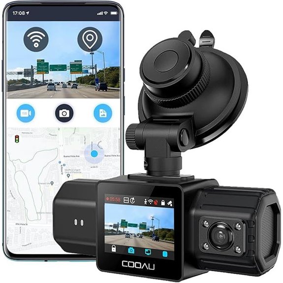 COOAU Dual Dash Cam with GPS & Night Vision