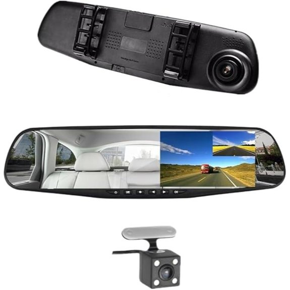 Rear View Mirror DVR with Dual Lens & Night Vision