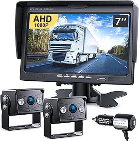Dual Backup Camera Monitor Kit with Waterproof Reversing Camera