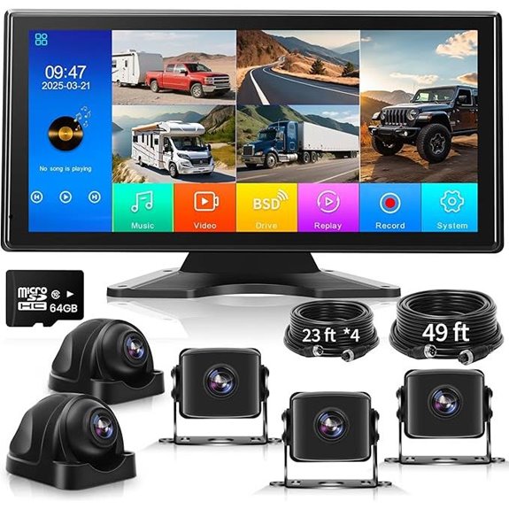 5-Channel Backup Camera System with Touch Screen Monitor