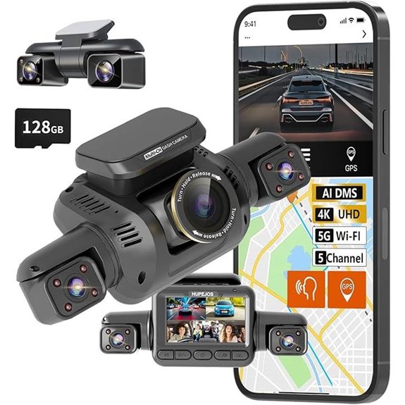 5-Channel 4K Dash Cam with GPS and Night Vision