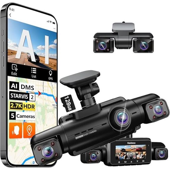 5-Channel 360° Dash Cam with Night Vision and GPS