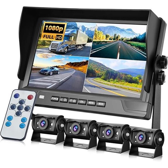 4-Channel 9-Inch IPS Backup Camera System with 4 Cameras