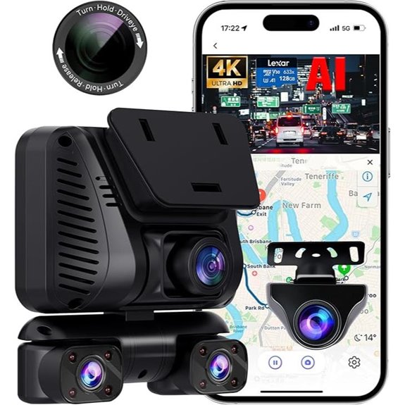 AI Dash Cam 4-Channel 360° View with Night Vision