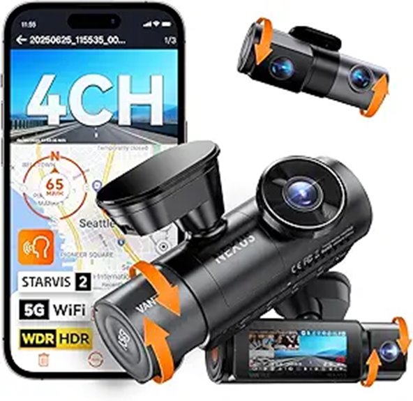 four channel 360 wifi dash cam