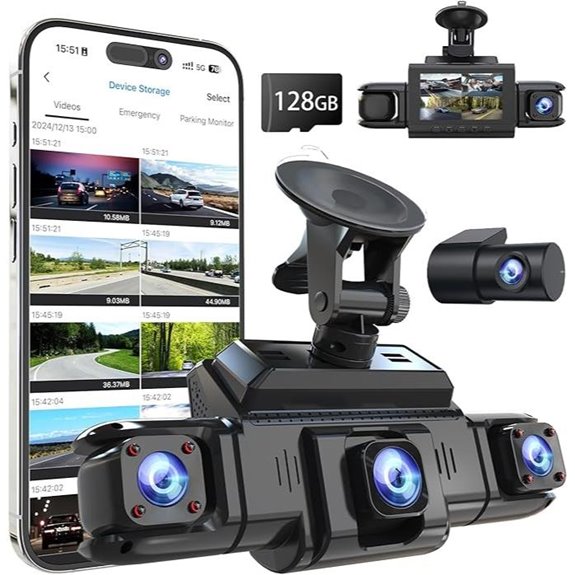 4-Channel 360 Dash Cam with Night Vision and WiFi