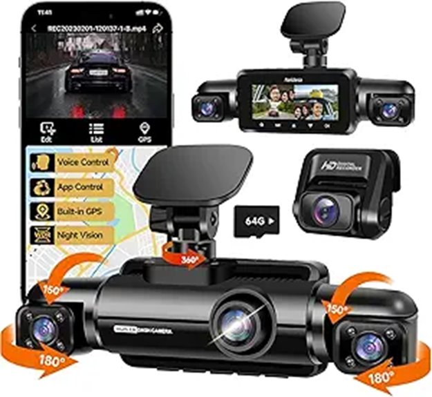 360° 4K Dash Cam with Night Vision and GPS