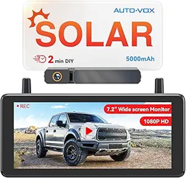 AUTO-VOX 7.2 HD Backup Camera with Solar Power