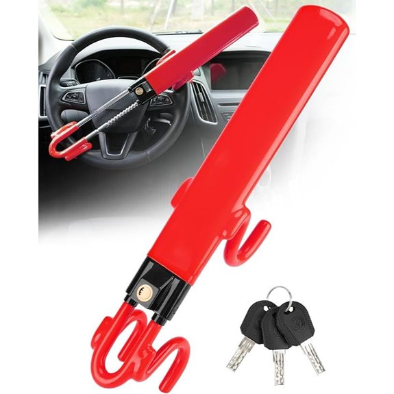 Tevlaphee Heavy Duty Car Steering Wheel Lock (Red)