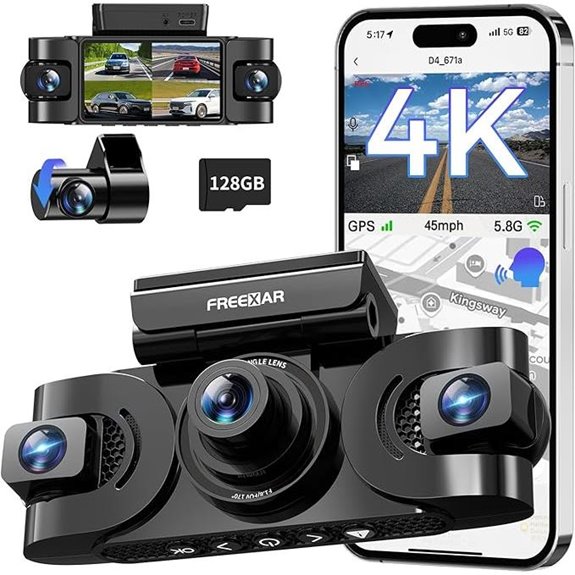 4K 360° Car Dash Cam with Wi-Fi & Night Vision