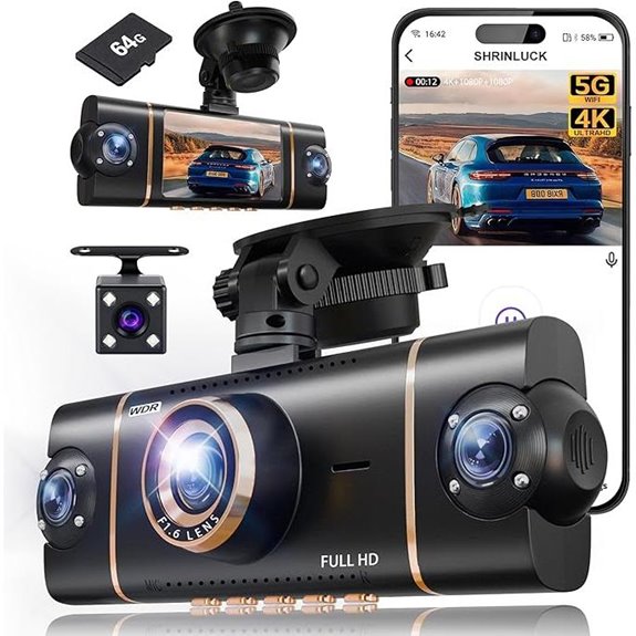4K 360° Dash Cam with Night Vision and WiFi