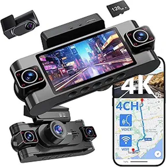 4K 360° Car Dash Cam with GPS & Night Vision