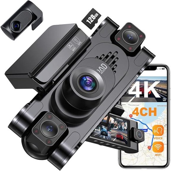 4K 360° Car DashCam with Night Vision and GPS