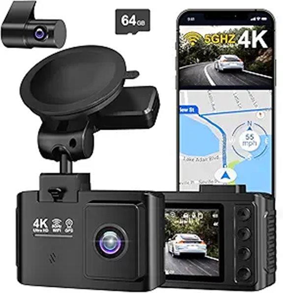 Dual 4K+2.5K Car Dash Cam with GPS & Night Vision