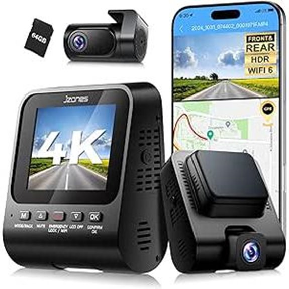 4K+1080P Dual Car Dash Cam with Night Vision