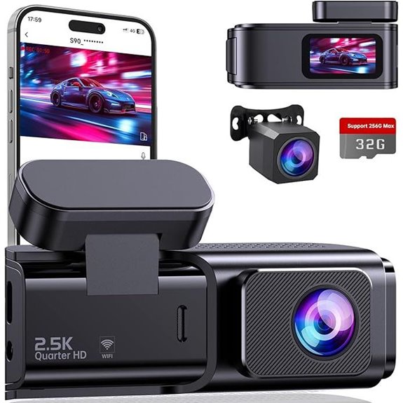 Dual 2.5K+1080P Car Dash Cam with Night Vision