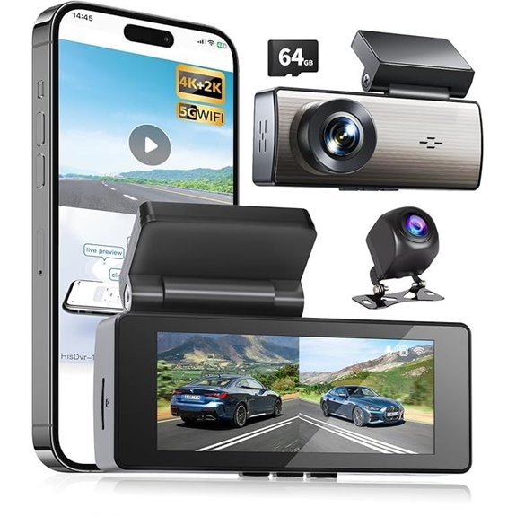 4K+2K Dual Car Dash Cam with Night Vision