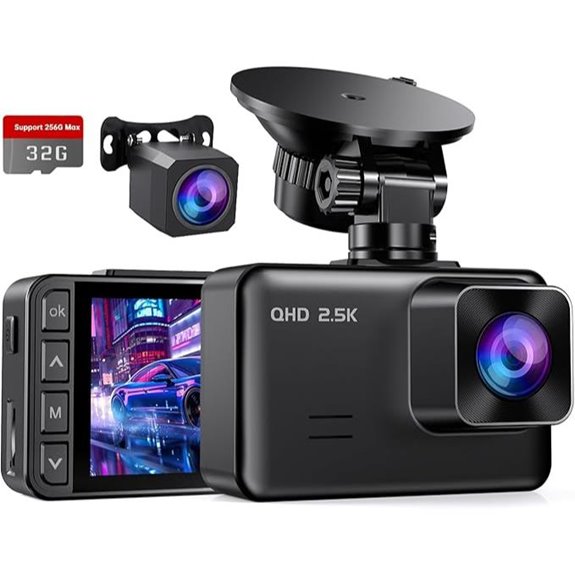 Dual 2.5K/1080P Car Dash Camera with Night Vision
