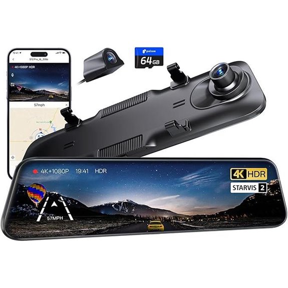 Pelsee S12 Pro Mirror Dash Cam with 4K/1080P
