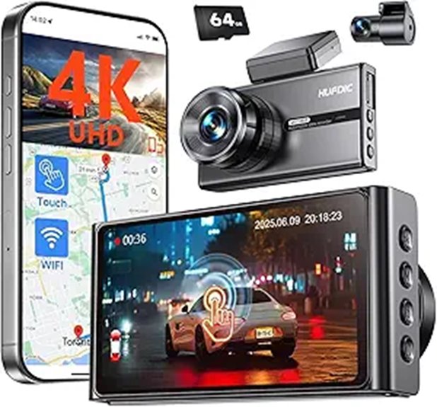 4K Dash Cam with Touch Screen and Night Vision