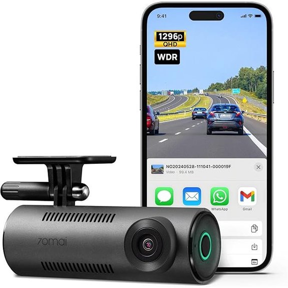 70mai Dash Cam M310 1296P QHD WiFi Night Vision