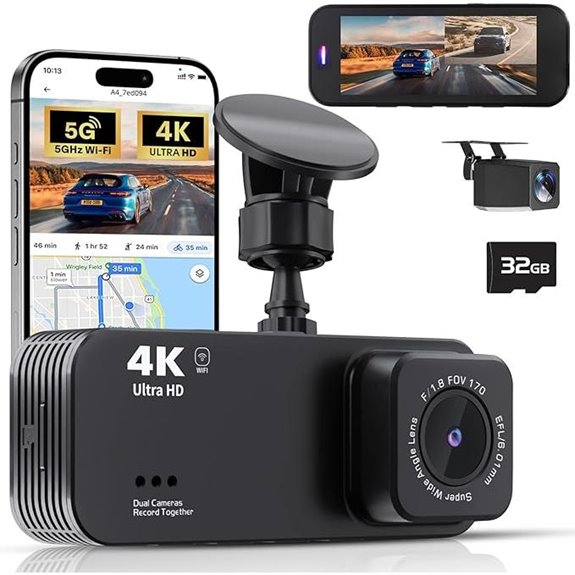 4K Dual Dash Camera with Night Vision and Wi-Fi
