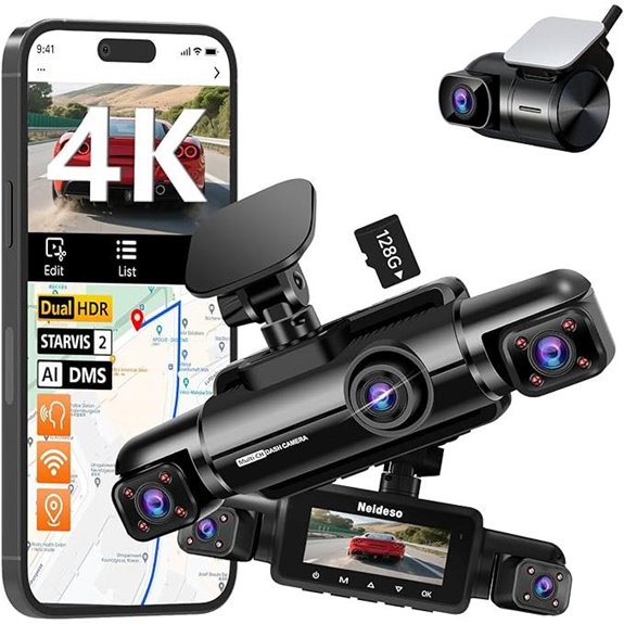 4K 4-Channel Dash Cam with Night Vision and GPS