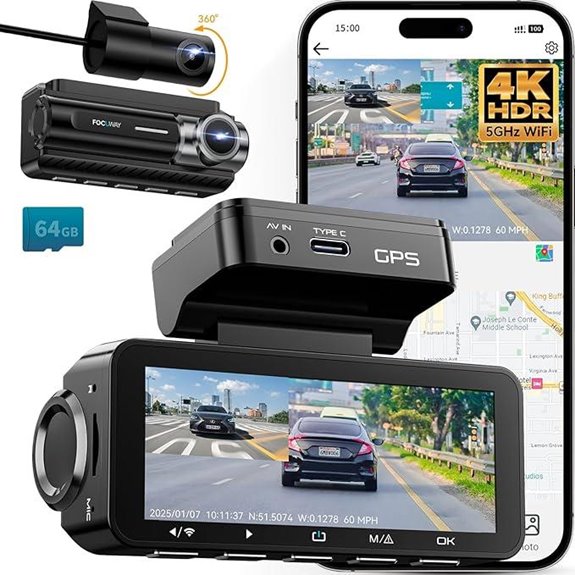 4K Dual Dash Cam with Night Vision & WiFi