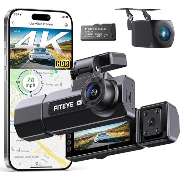 4K Dual Dash Cam with Night Vision and WiFi