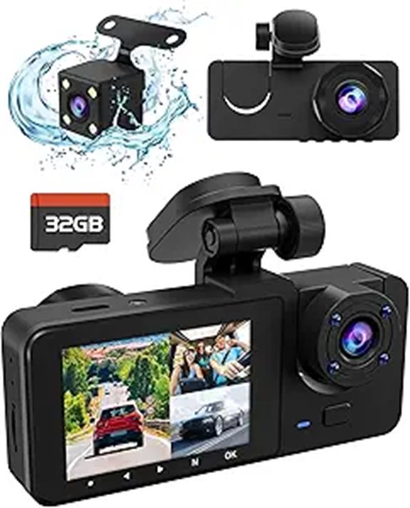 4K Triple Dash Cam with Parking & G-Sensor