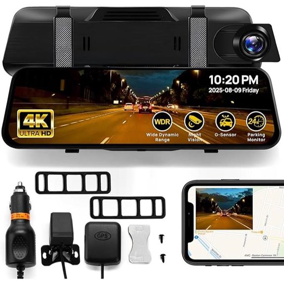 RIVELA 10” 4K Rearview Mirror Dash Cam