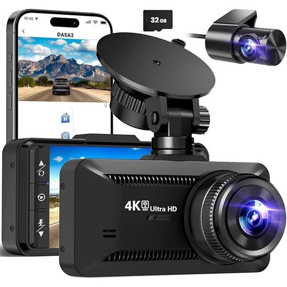 4K/1080P Dash Cam with WiFi and Loop Recording