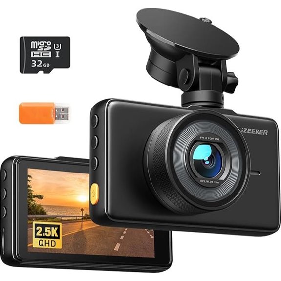 iZEEKER 2.5K Dash Cam with 32GB Night Vision