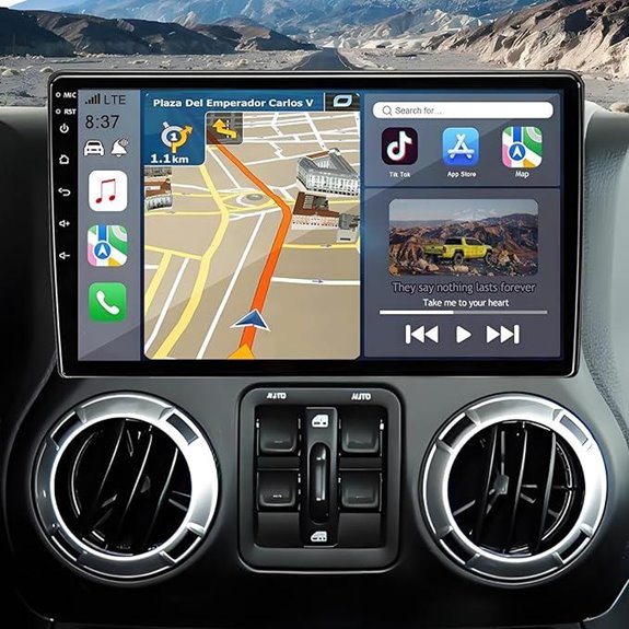 Jeep Wrangler JK 10.2 Touchscreen Car Stereo Bluetooth