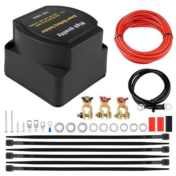 Dual Battery Isolator Kit with Wiring for Marine and Vehicles
