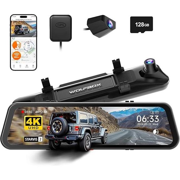 WOLFBOX G900 PRO Mirror Dash Cam with 128GB