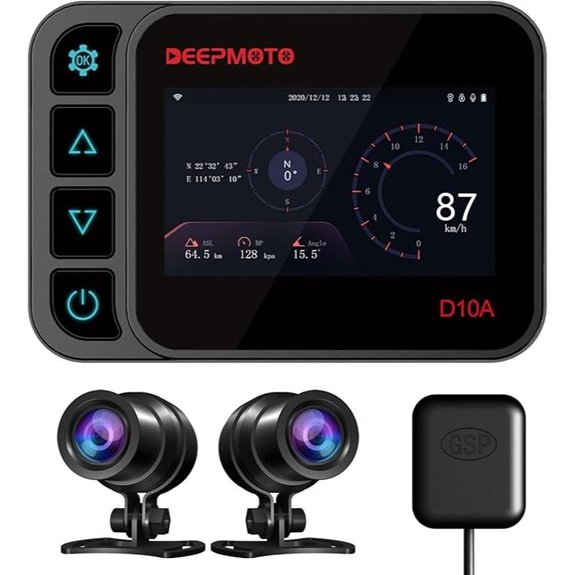 DeepMoto D10A Motorcycle Dash Cam with GPS and WiFi