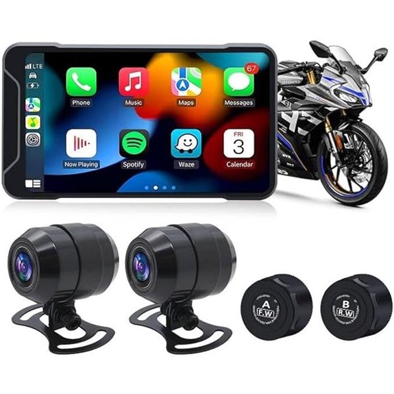 Geloo Motorcycle Dash Cam with Wireless Carplay & GPS