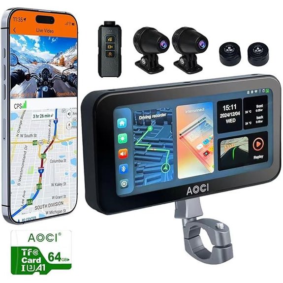 C6 PRO Motorcycle Dual Dash Cam with GPS and CarPlay