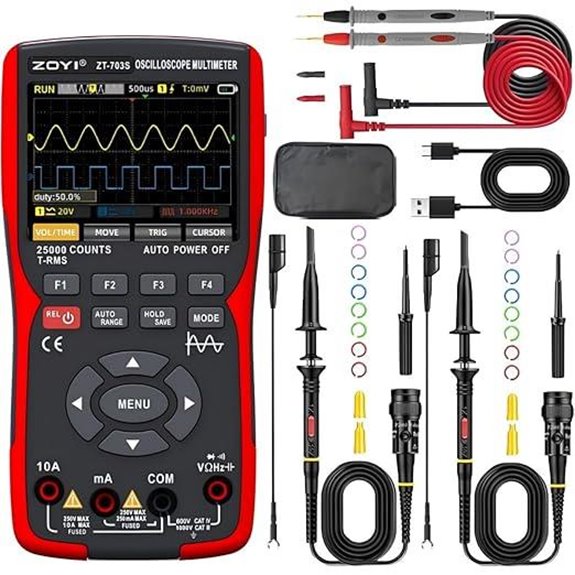3-in-1 Handheld Oscilloscope with Multimeter and Signal Generator