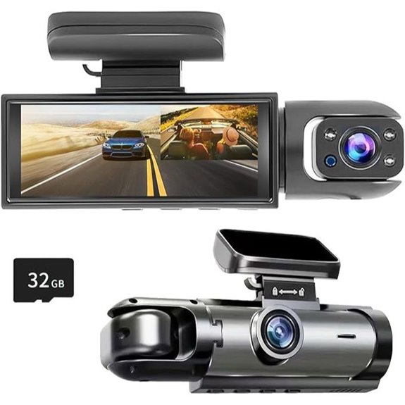 Dual Camera Dash Cam with Night Vision and 32GB Card